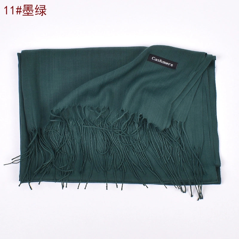 Women's Fashion Tassel Solid Color Imitation Cashmere Winter Scarves