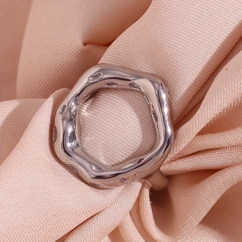 Basic Minimalist Classic Style Circle 304 Stainless Steel 18K Gold Plated Plating Rings