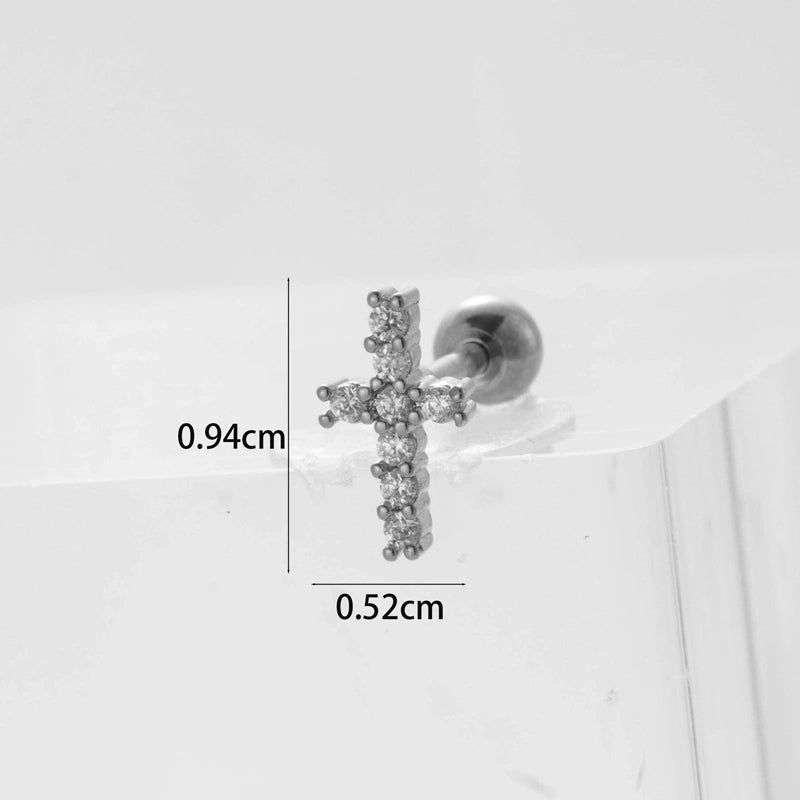 Ear Cartilage Rings & Studs Flower 316L Stainless Steel  Copper Inlaid Zircon