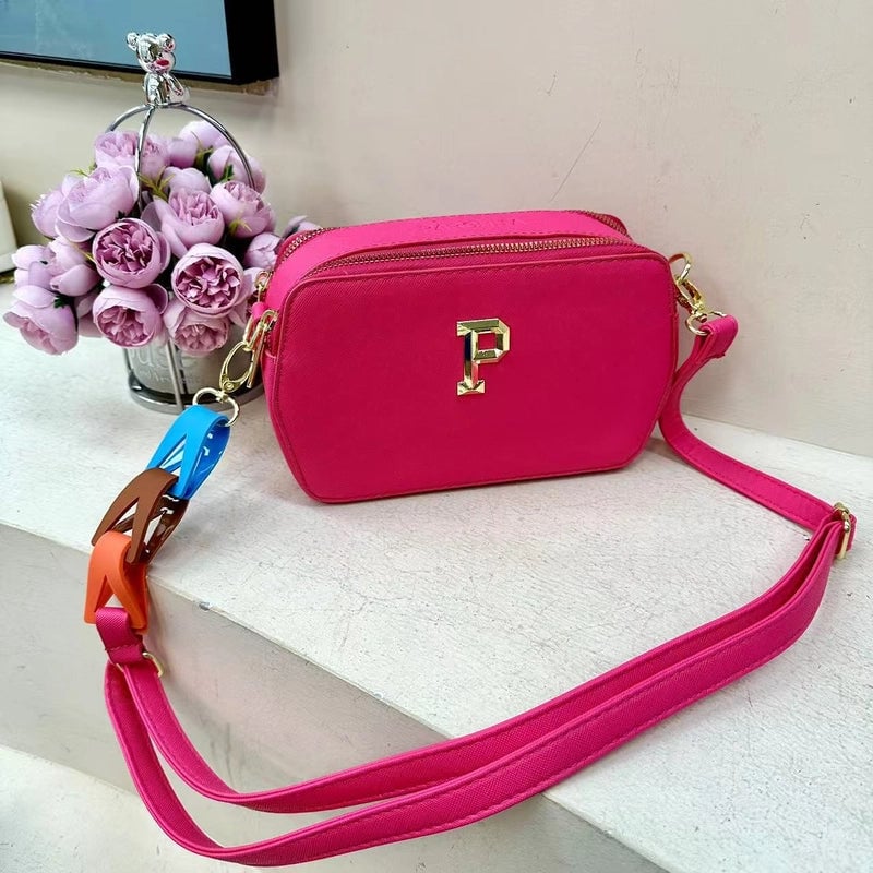 Women's Medium Pu Leather Letter Solid Color Classic Style Streetwear Square Zipper Crossbody Bag