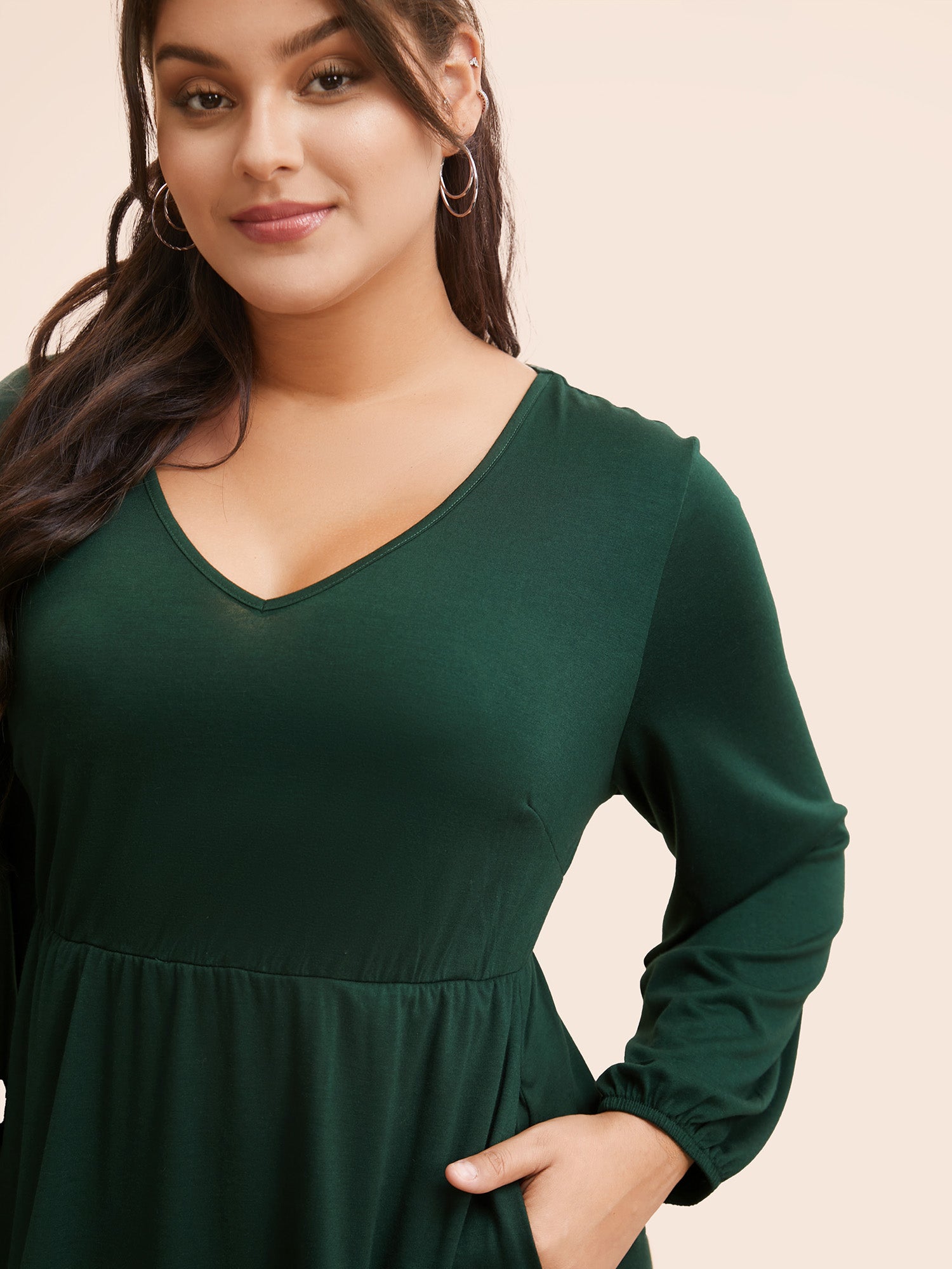 Plain V Neck Backless Dress