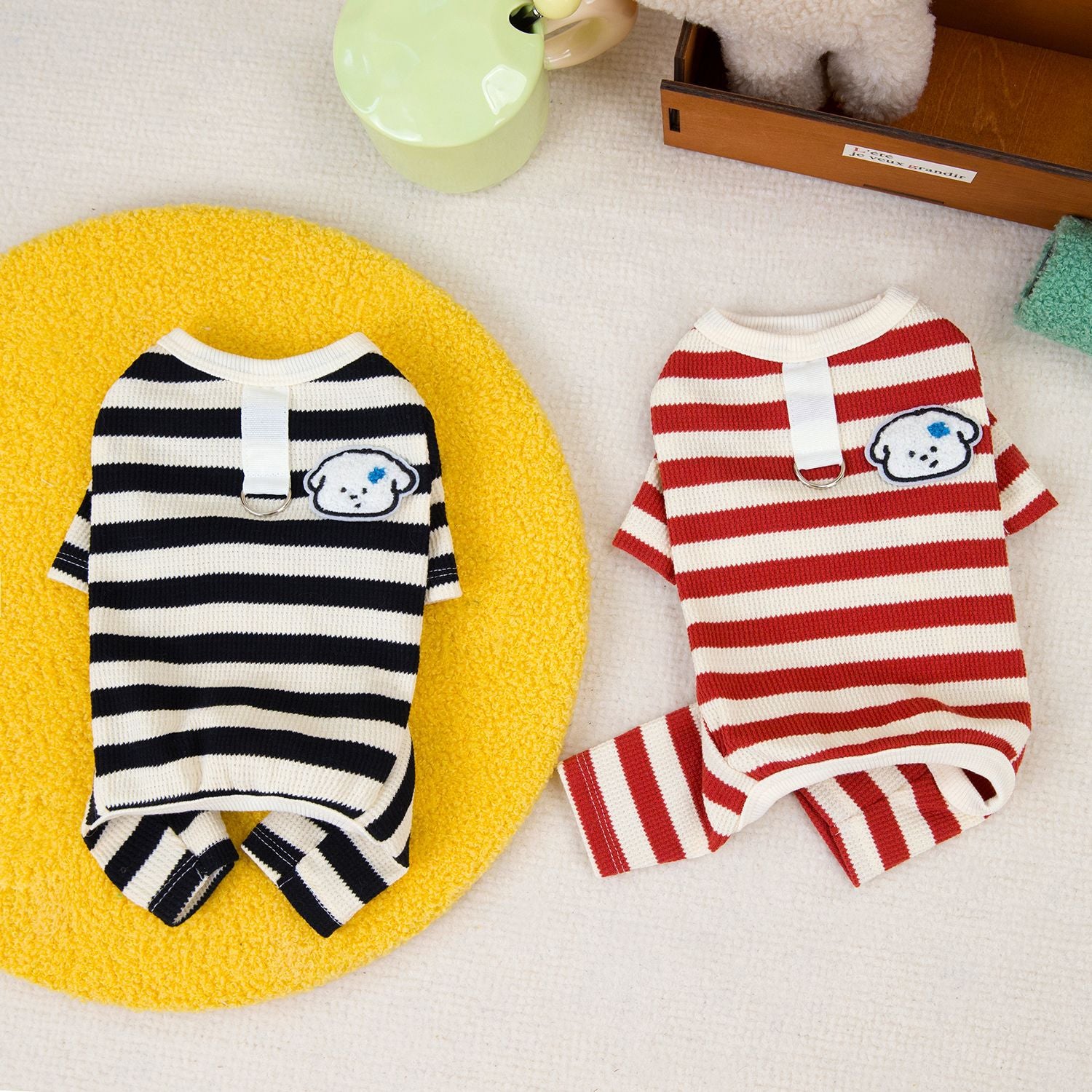 Cartoon Striped Waffle Dog Jumpsuits