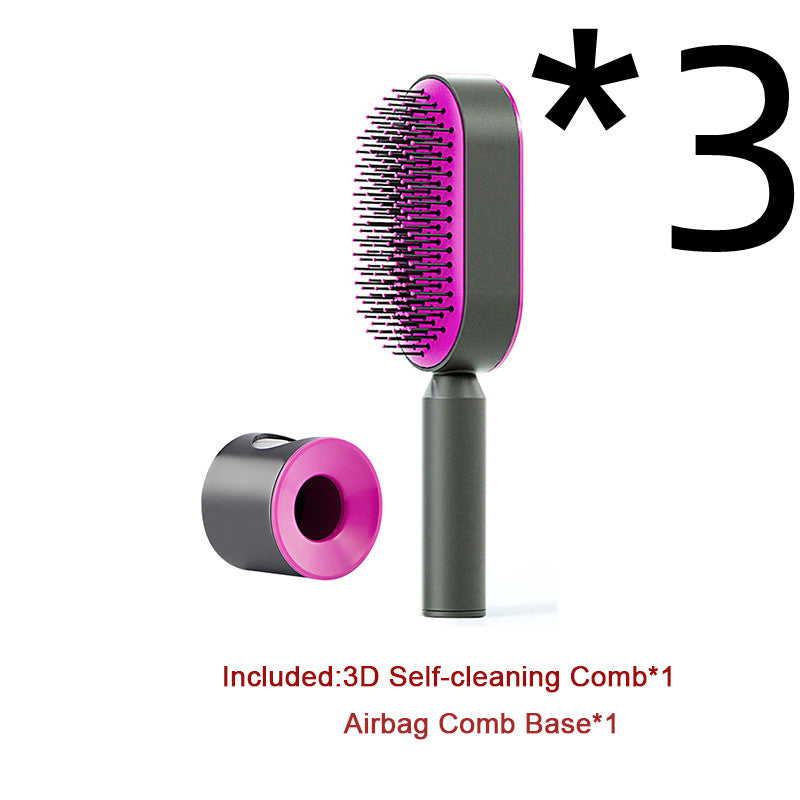 Self-cleaning hairbrush for women. One-button cleaning airbag to prevent hair loss