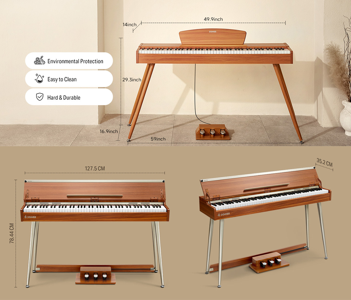 ✨Donner DDP-80 Wooden Style with Stand & Triple Pedals