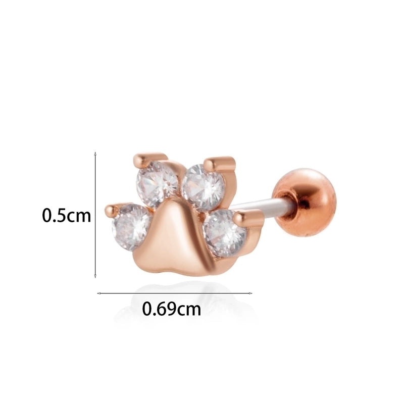 1 Piece Ear Cartilage Rings & Studs Minimalist Classic Style Star Moon Butterfly 316L Stainless Steel  Copper Plating Inlay Zircon