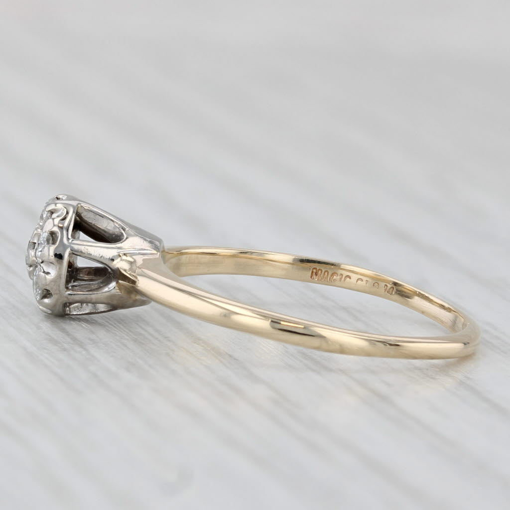 Vintage 0.21ctw Diamond Flower Cluster Engagement Ring 14k Gold Size 6.75