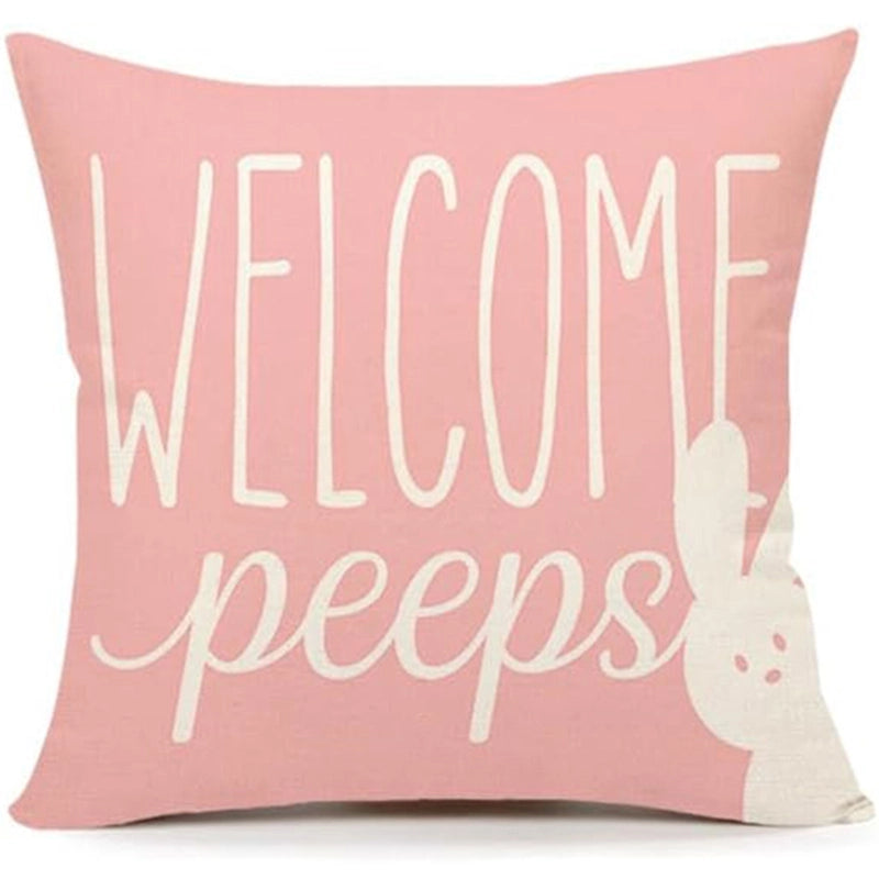 Easter Cute Classic Style Rabbit Letter Linen Pillow Cases Couch & Sofa Decor