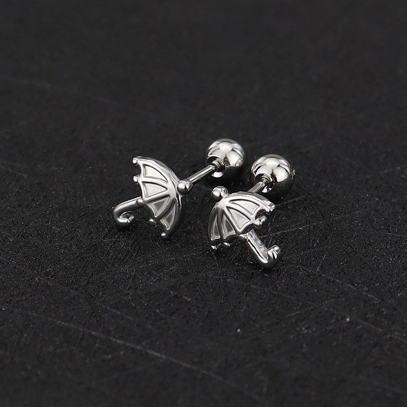 1 Piece Cute Minimalist Geometric Animal Crown Plating Titanium Steel Ear Studs