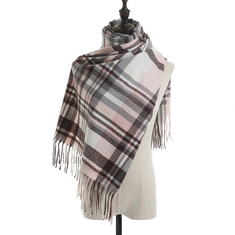Scarf Women's College Style Simple Imitation Cashmere Scarf Women's Autumn And Winter New Knitted Warm Shawl A Generation Of Hair