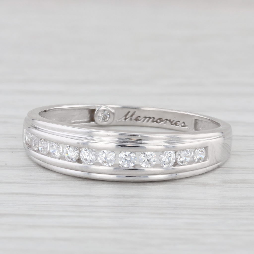 0.36ctw Cubic Zirconia Men's Wedding Band 14k White Gold Size 11 Ring