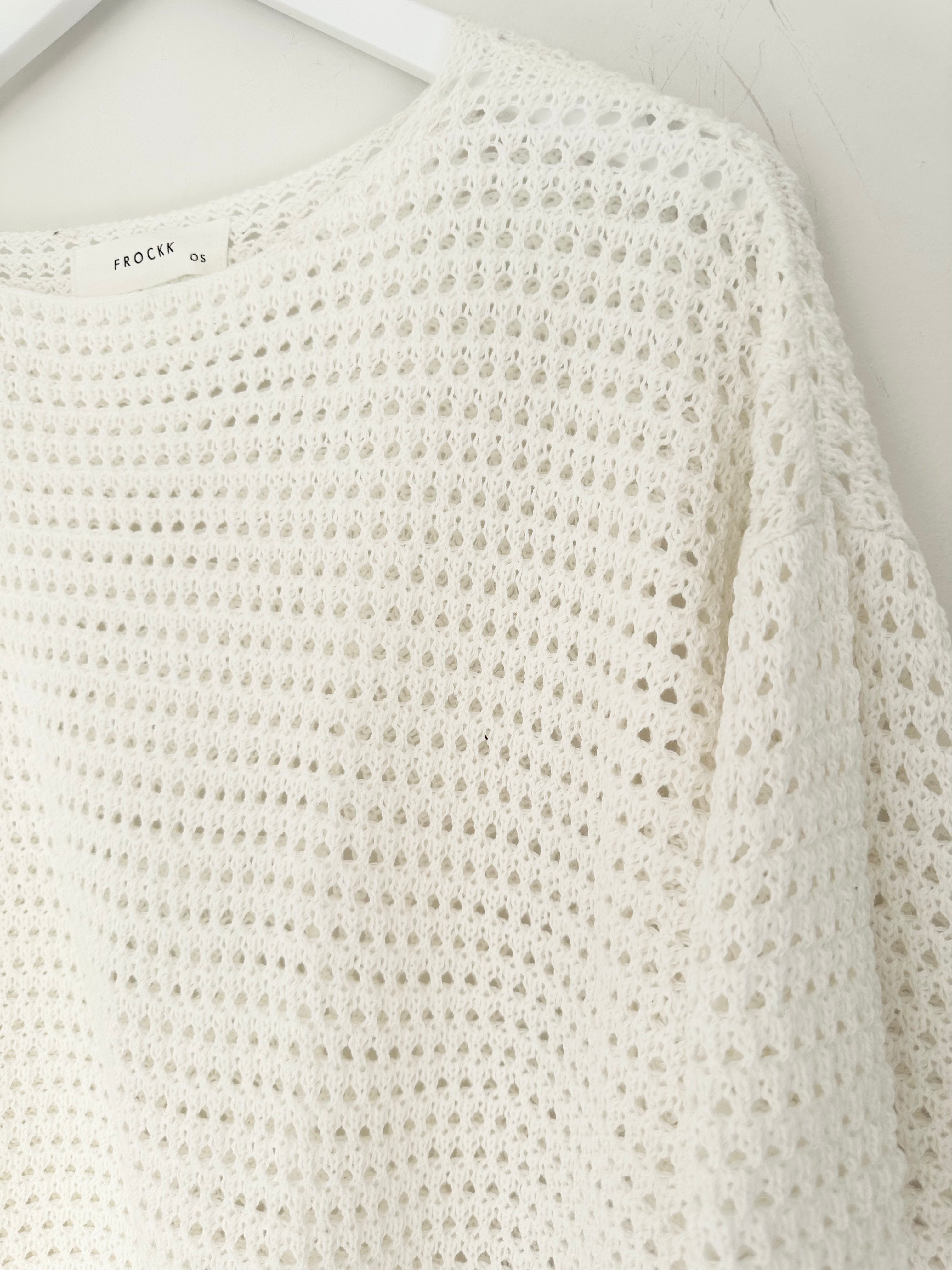 alex top - white cotton pointelle