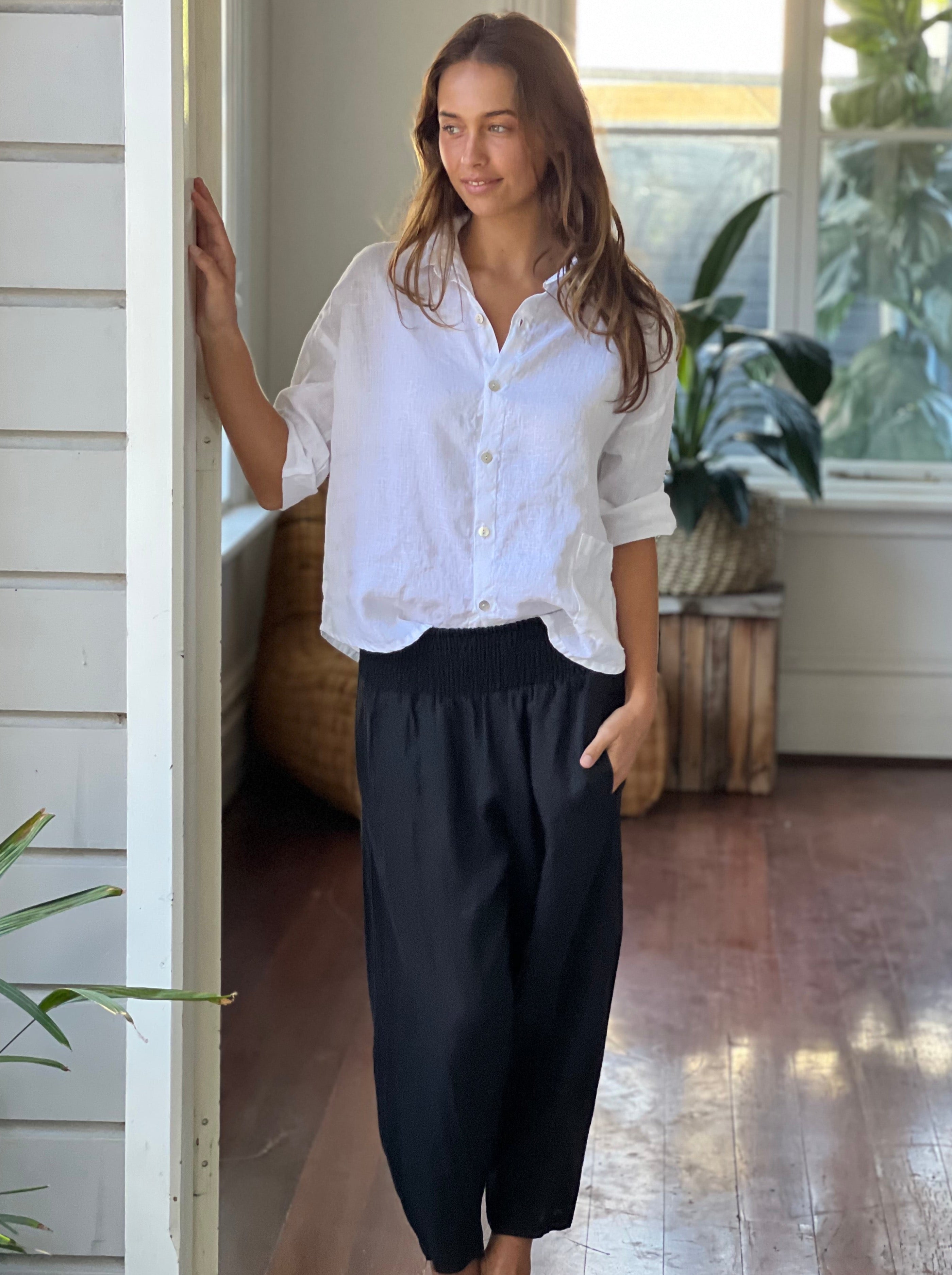frankie pants - black linen