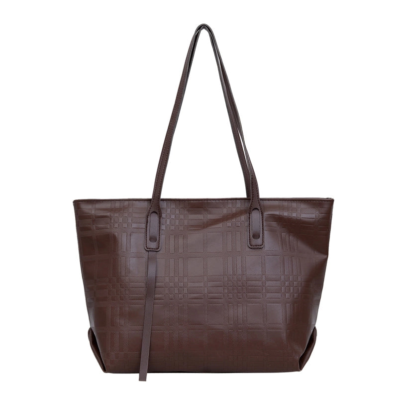 Women's Pu Leather Solid Color Streetwear Square Zipper Tote Bag