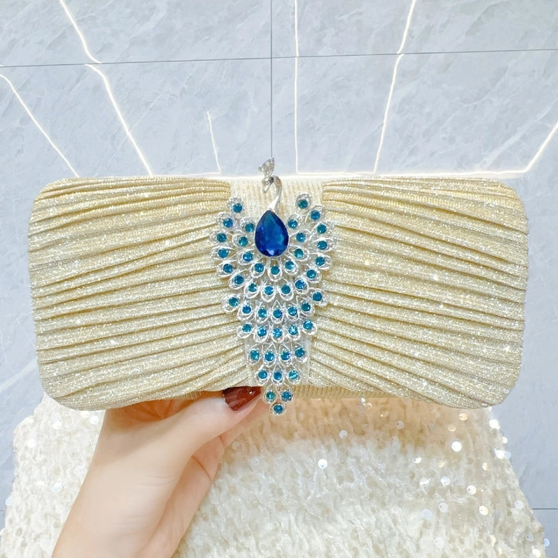 Gold Champagne Purple Polyester Solid Color Square Evening Bags