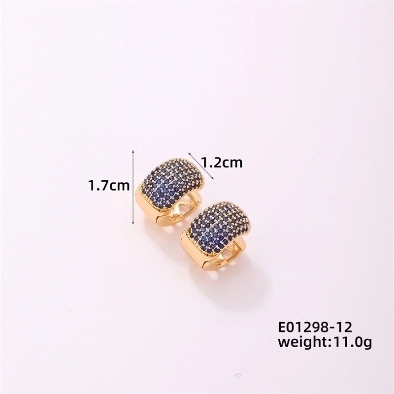 1 Piece Casual Minimalist Geometric Copper Zircon Gold Plated Silver Plated Huggie Earrings