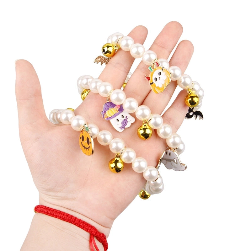Cute Funny Imitation Pearl Halloween Pumpkin Ghost Beaded Pet Collar
