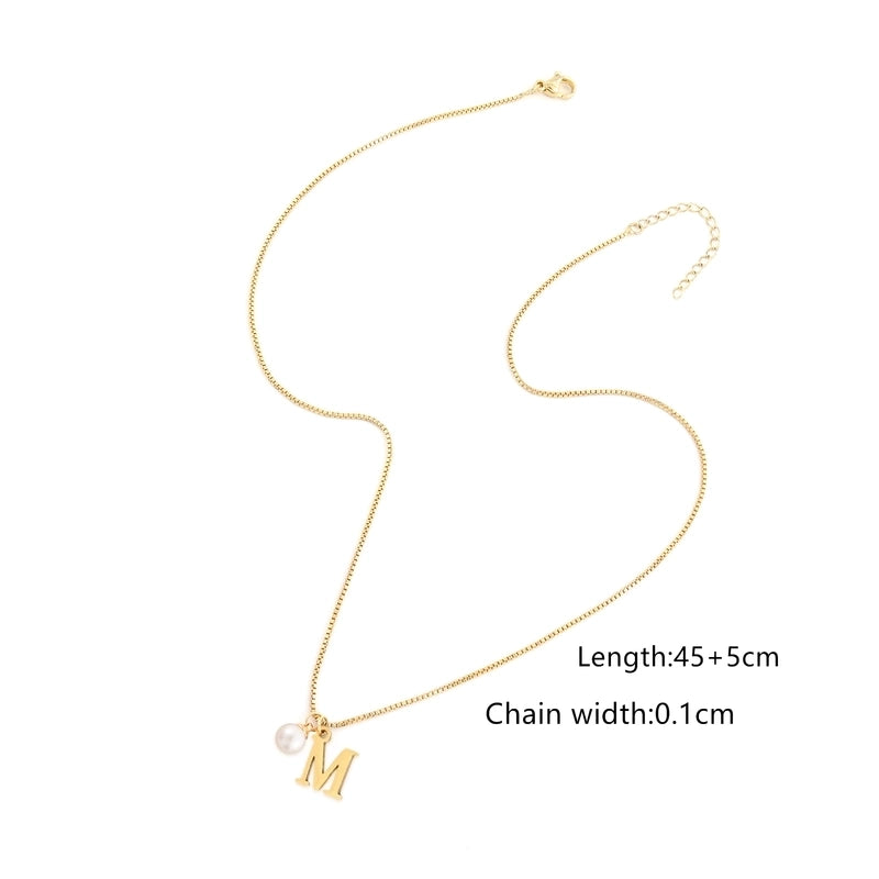 Elegant Minimalist Classic Style Letter 304 Stainless Steel Artificial Pearl Copper Stainless Steel Necklaces