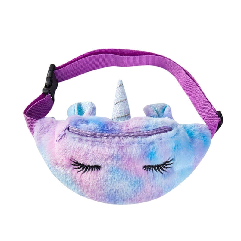 Kid's Medium Plush  Cute Dumpling Shape Zipper Crossbody Bag