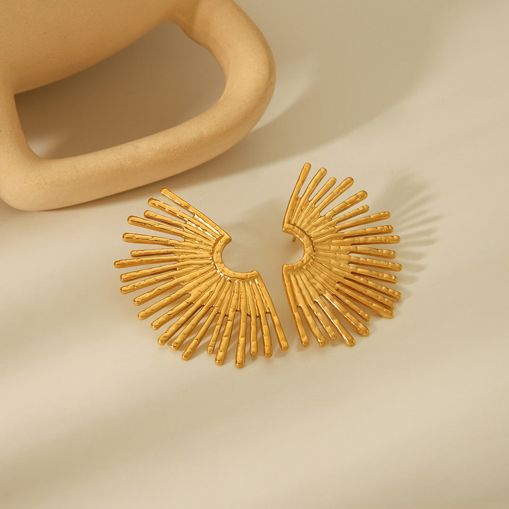 IG Style Fan-Shape Geometric Stainless Steel Electroplating Earrings