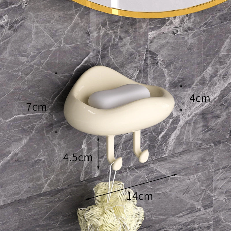 Cream Style Soap Box Household Wall-mounted Punch-free Soap Box Bathroom Draining Rack Storage Rack Soap Holder