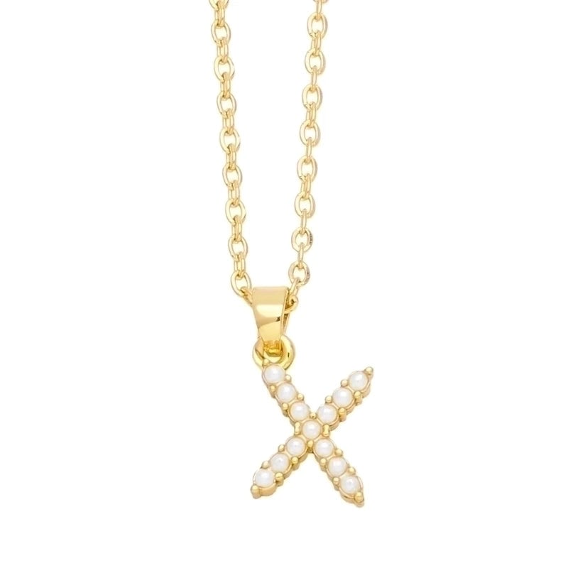 Minimalist Letter Copper Inlay Anti-pearl Necklace