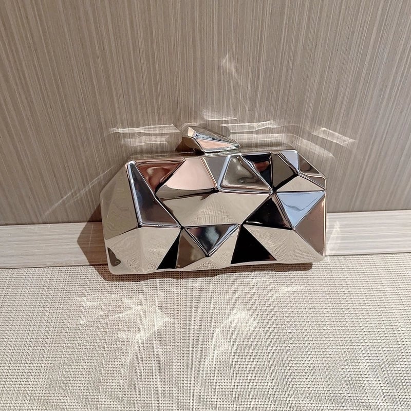 Gold Silver Alloy Solid Color Metal Button Evening Bags