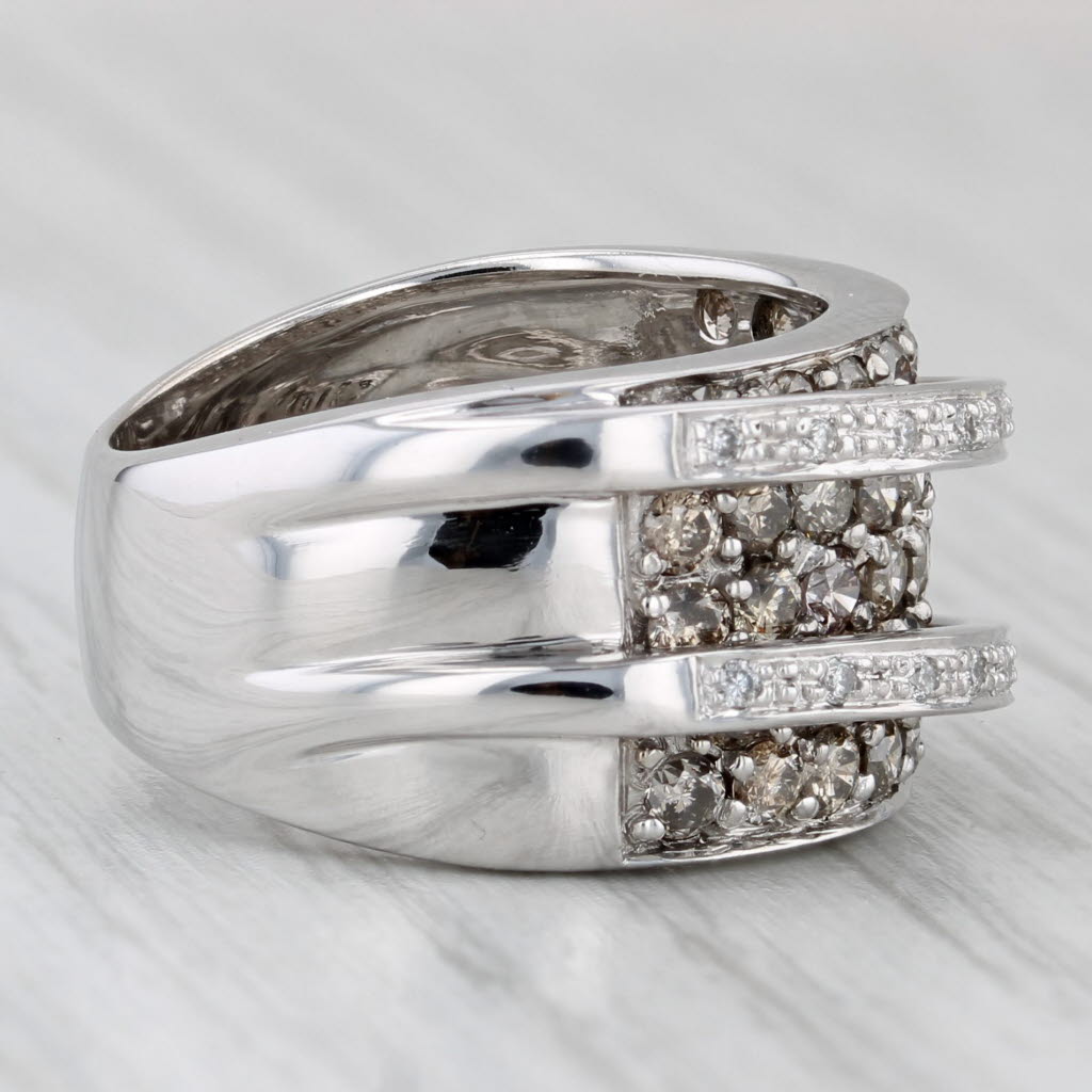 1.15ctw Pave Diamond Overlay Ring 14k White Gold Size 5.75 Cocktail