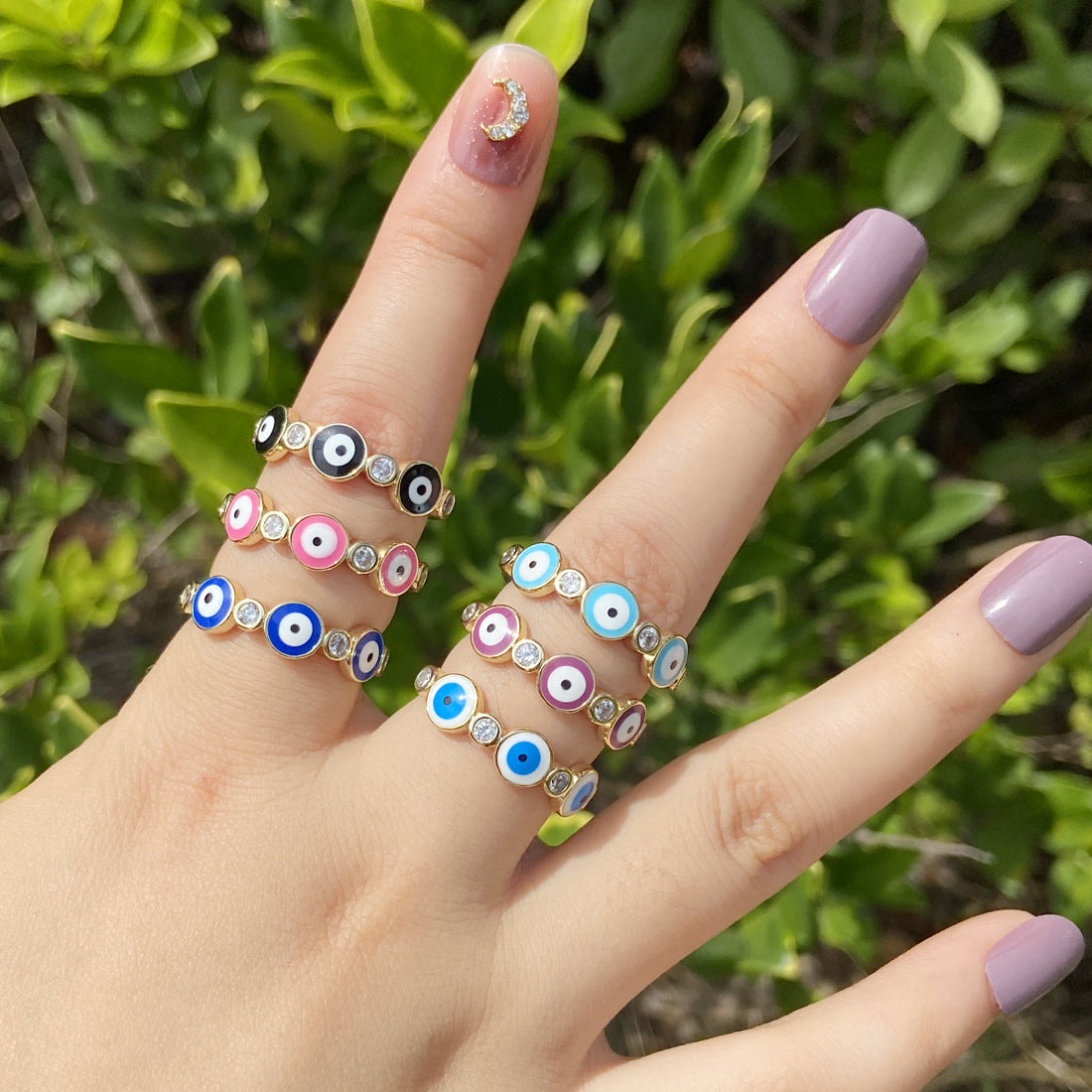 Women Retro Vintage Eye Copper Oil Dripping Rings