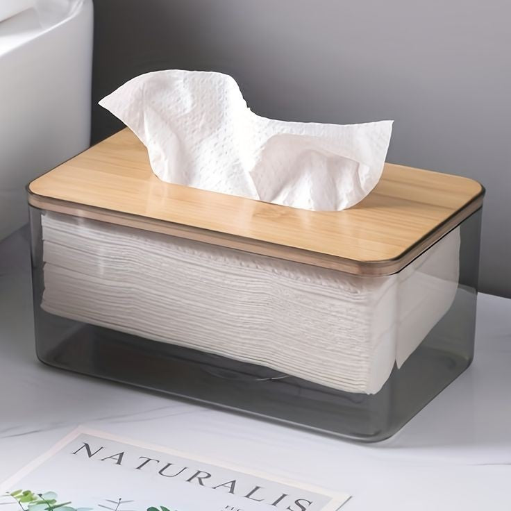 ACRYLIC WOODEN TOP TISSUE BOX