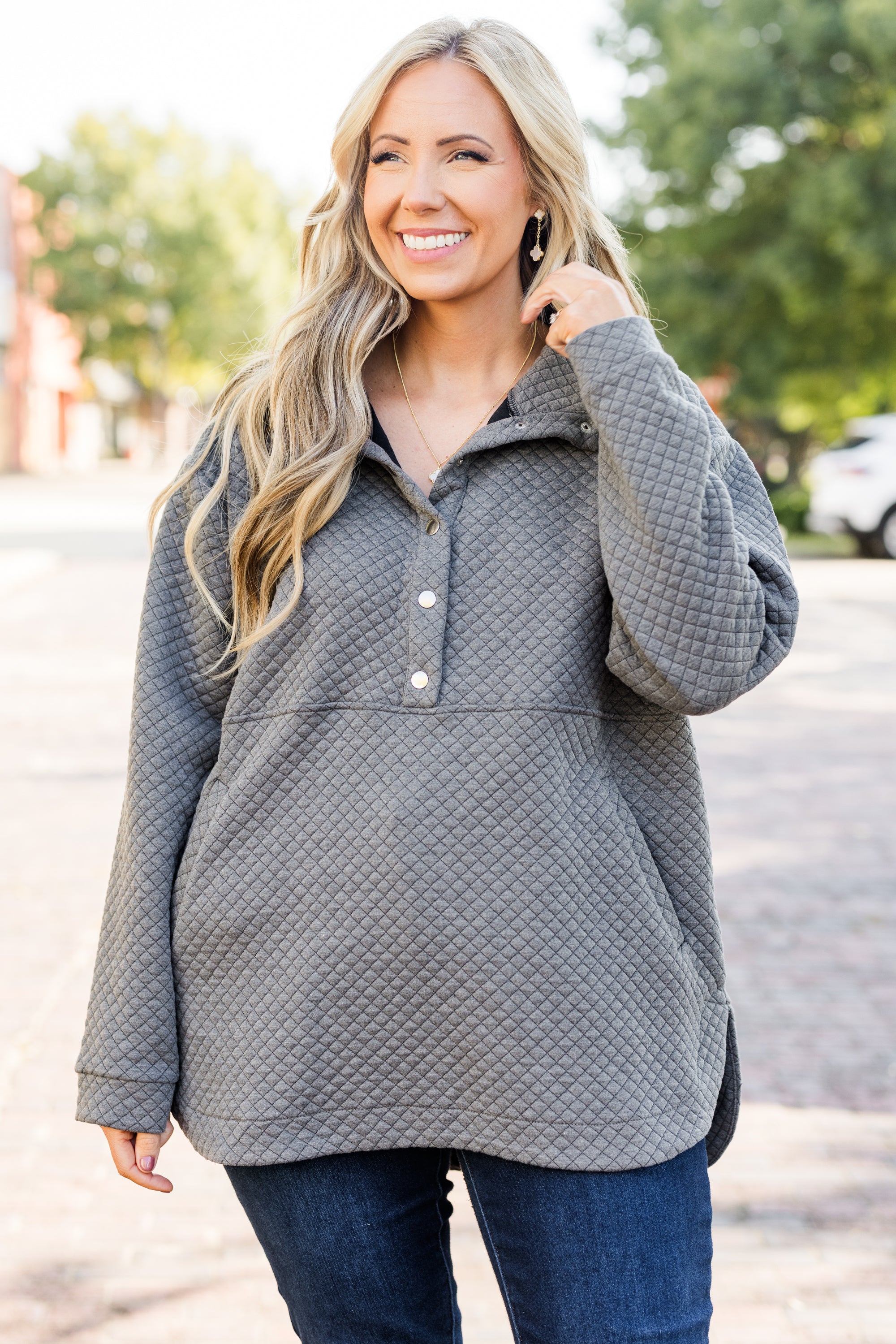 Snuggle Me Up Pullover. Charcoal Gray