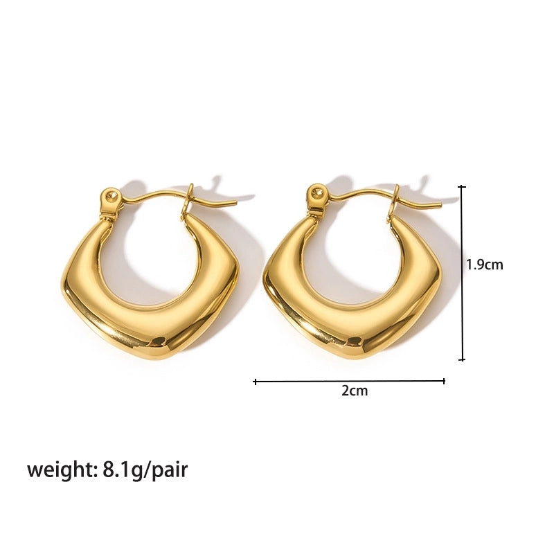 1 Pair Modern Style Round Heart Shape 304 Stainless Steel 18K Gold Plated Hoop Earrings