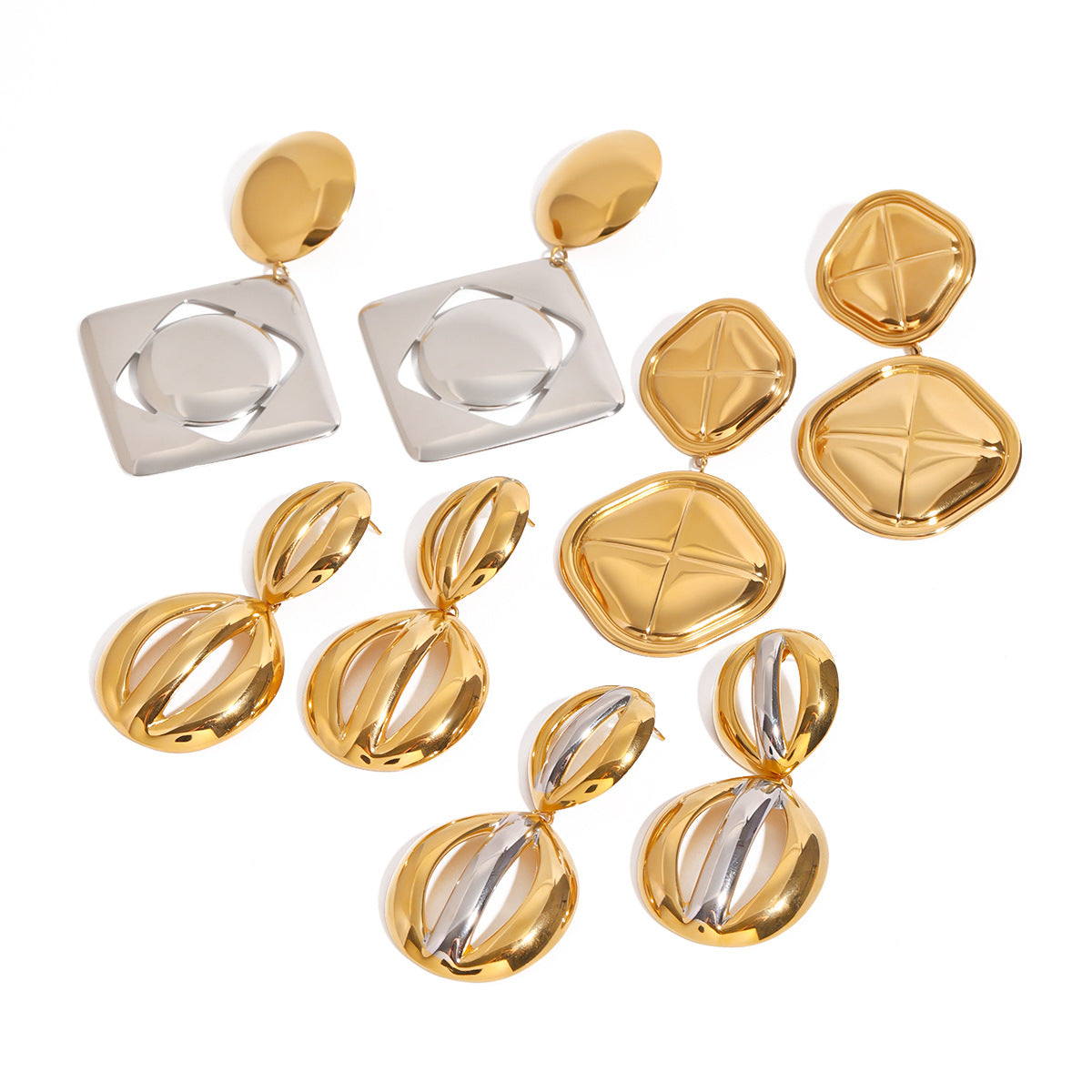 Stainless Steel Exaggerated Earrings Color Matching Niche Earrings Titanium Steel 18K Gold Earrings