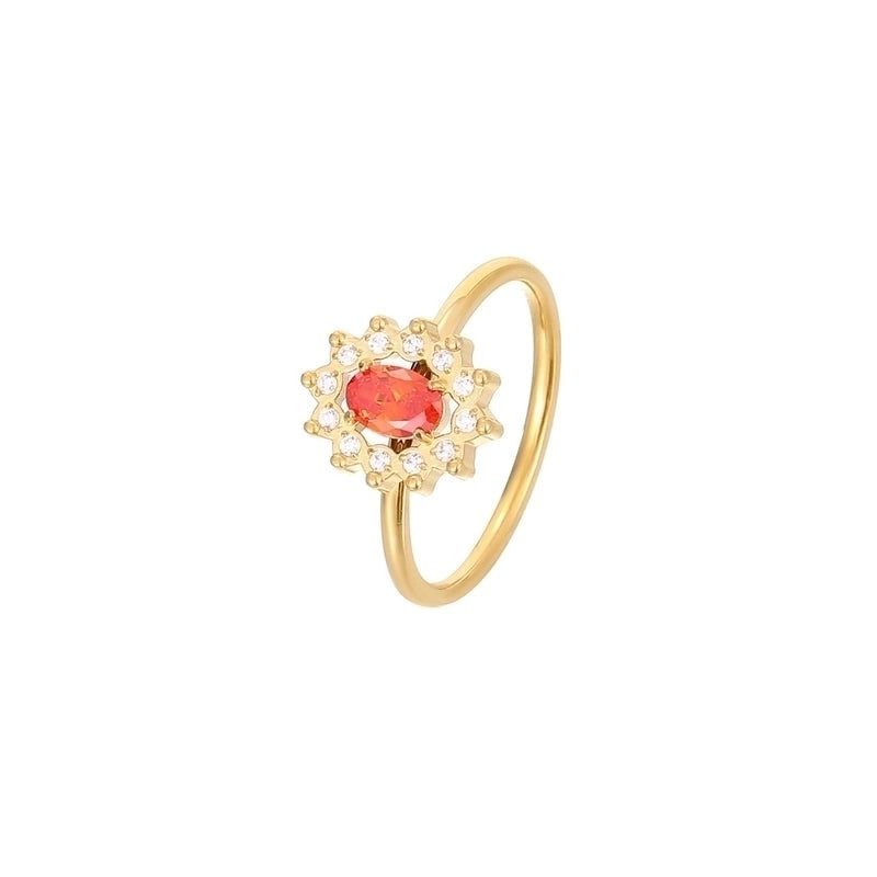 IG Style Shiny Flower 304 Stainless Steel Zircon White Gold Plated Gold Plated Plating Inlay Rings