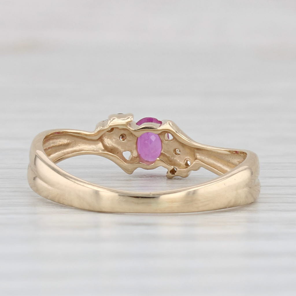0.28ctw Oval Pink Sapphire Cubic Zirconia Ring 14k Yellow Gold Size 4.75