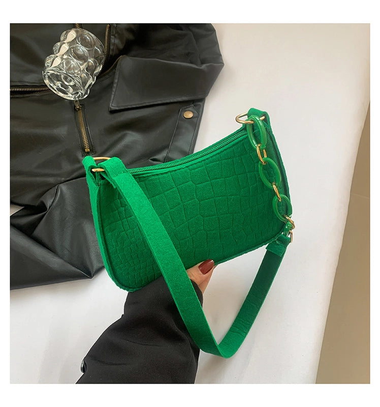 Women's Small Cloth Solid Color Basic Vintage Style Zipper Underarm Bag