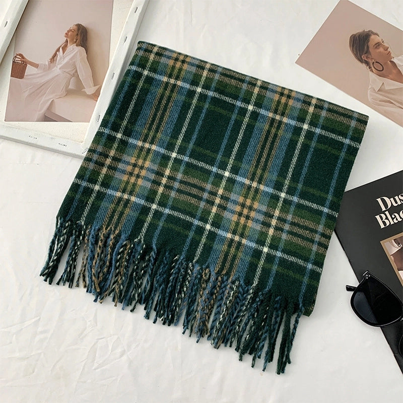 Women's Classic Style Lattice Imitation Cashmere Acrylic Scarf