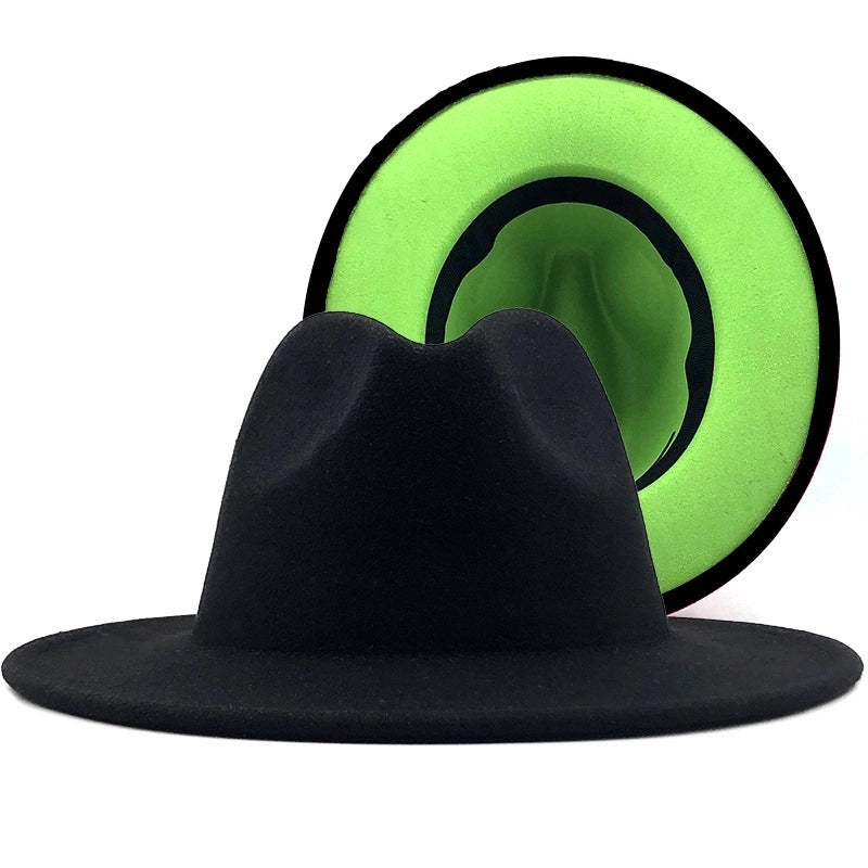 Retro Wool Top Hat Double-sided Blocking Felt Women's Flat-brimmed Jazz Hat