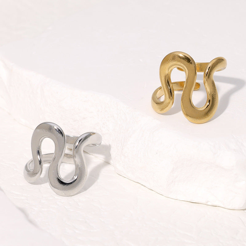 Open Ring Minimalist Stripe Geometric Stainless Steel Electroplating Rings