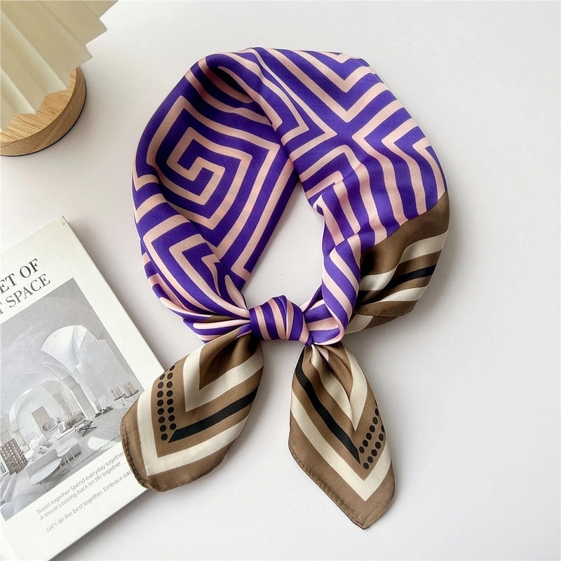Women's Cartoon Style Cute Minimalist Printing Polyester Printing Silk Scarf