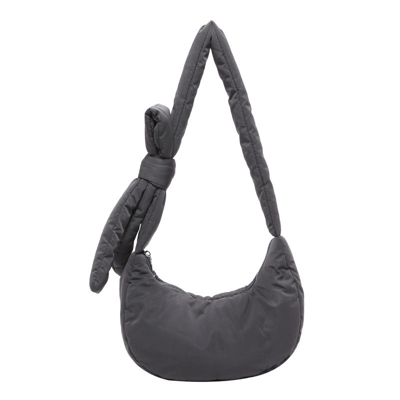 Women's Medium Nylon Solid Color Basic Classic Style Sewing Thread Dumpling Shape Zipper Crossbody Bag