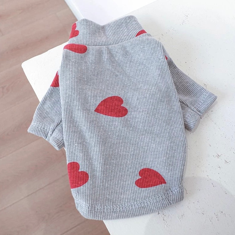 Warm Heart Printed Dog Cat Shirt