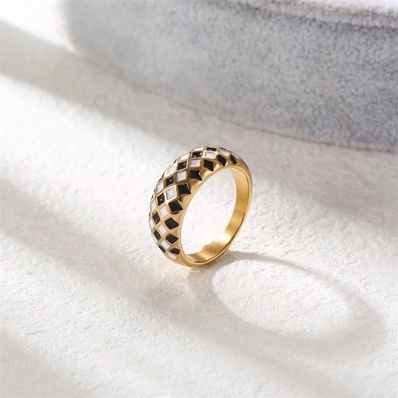 Elegant Minimalist Classic Style Round Stainless Steel Titanium Steel Gold Plated Polishing Plating Rings
