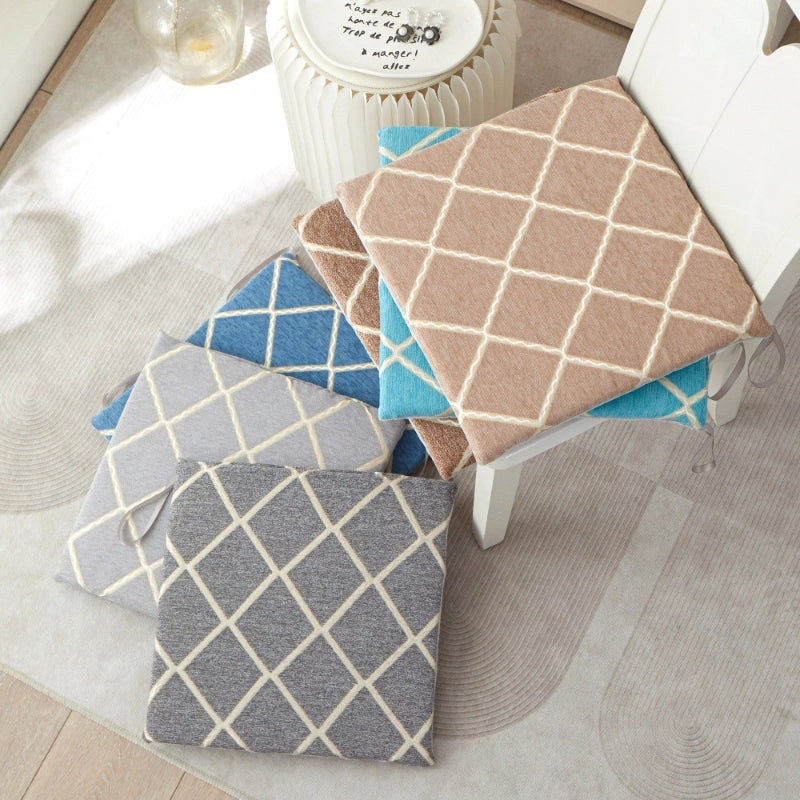 Minimalist Rhombus Cotton Chenille Seat Cushion