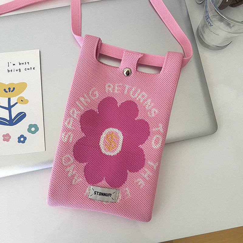 Women's Polyester Printing Animal Color Block Cute Square Buckle Shoulder Bag Phone Wallets