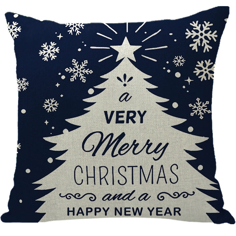 Fashion Letter Snowflake Elk Linen Pillow Cases