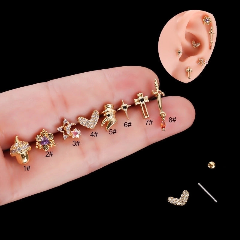 Ear Cartilage Rings & Studs Fashion Geometric 316L Stainless Steel  Copper Plating