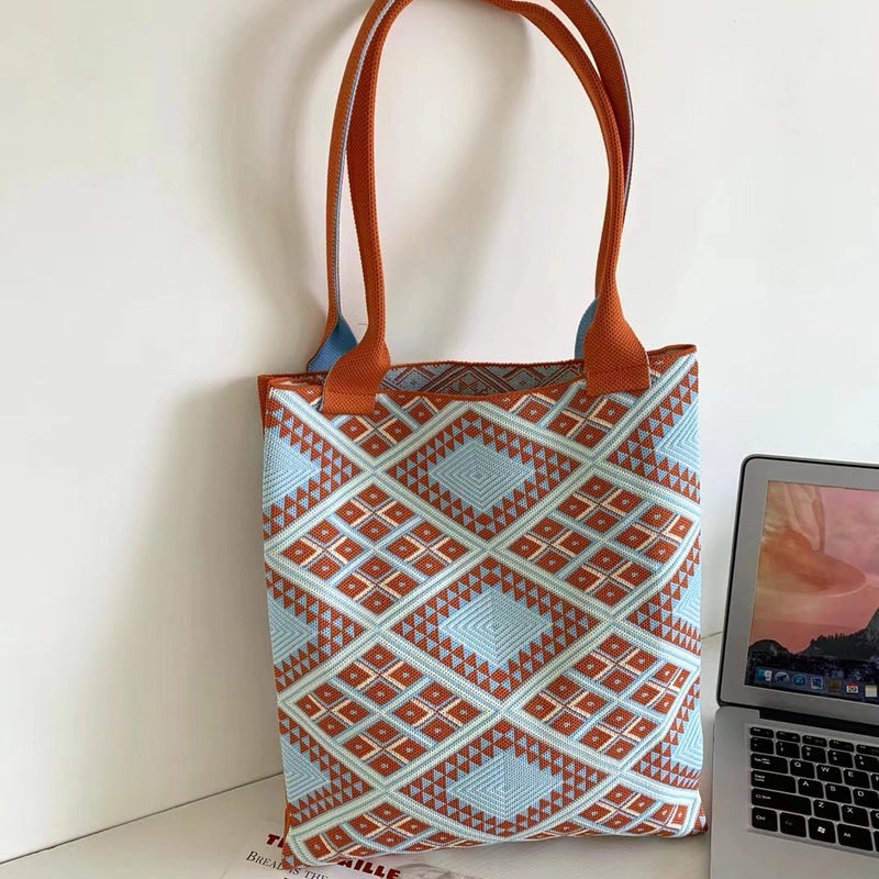 Women's Large Polyester Geometric Streetwear Square Open Handbag