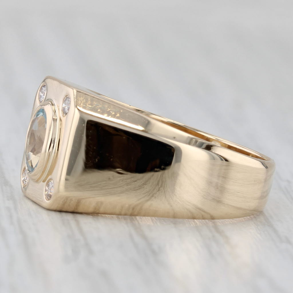 0.77ctw Aquamarine Diamond Ring 14k Yellow Gold Size 9.25