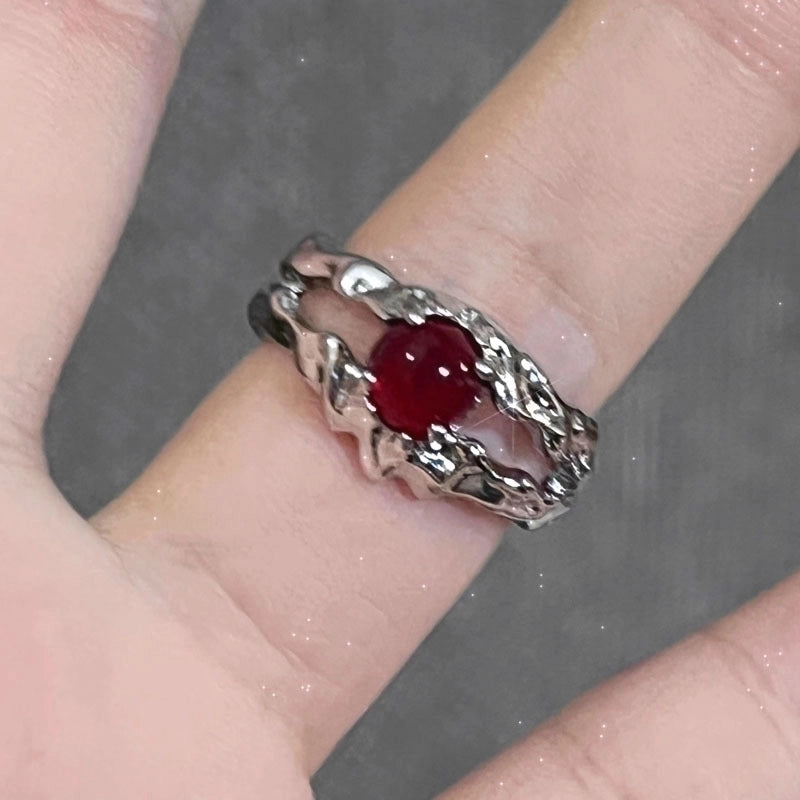 Sweet Cool Style Geometric Copper Irregular Plating Inlay Artificial Gemstones Open Rings