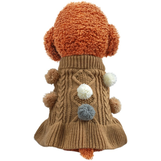 Wool Plush Ball Puppy Sweater Dress